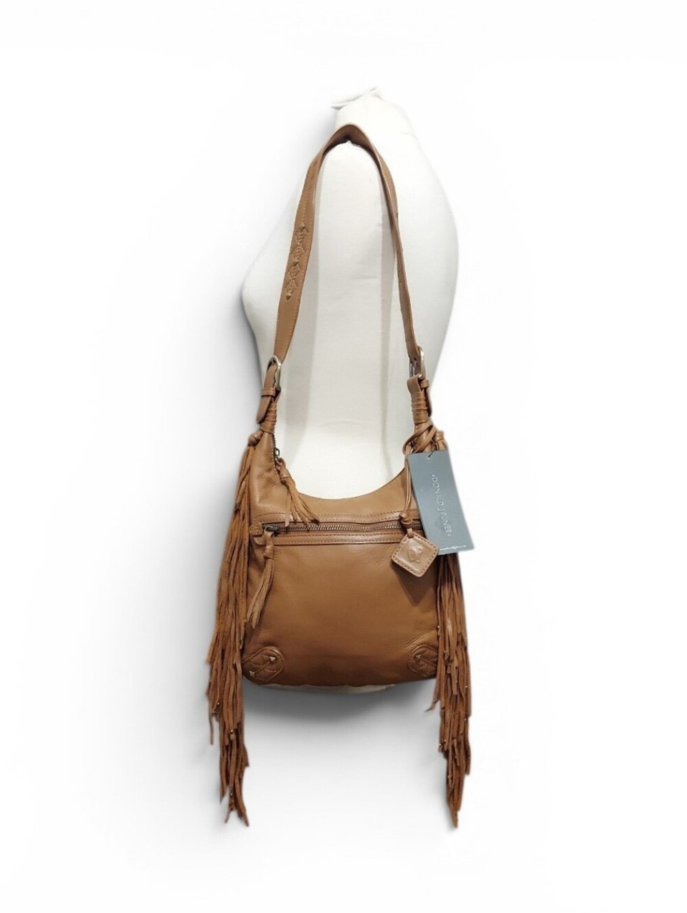 Donald J Pilner Boho Fringe Leather Hippie Shoulder Bag New With Tags - Picture 6 of 9